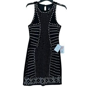 B. Darlin Black Studded Metal Rhinestone Sleeveless Mini Dress Size 7/8 Party‎